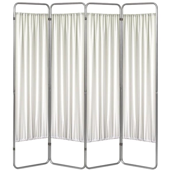 4 Section Economy Privacy Screen with Fabric Panels, Frost